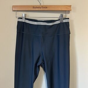 Anthropologie ALLFENIX Camilla Legging Compression Striped Navy Blue White Sz S